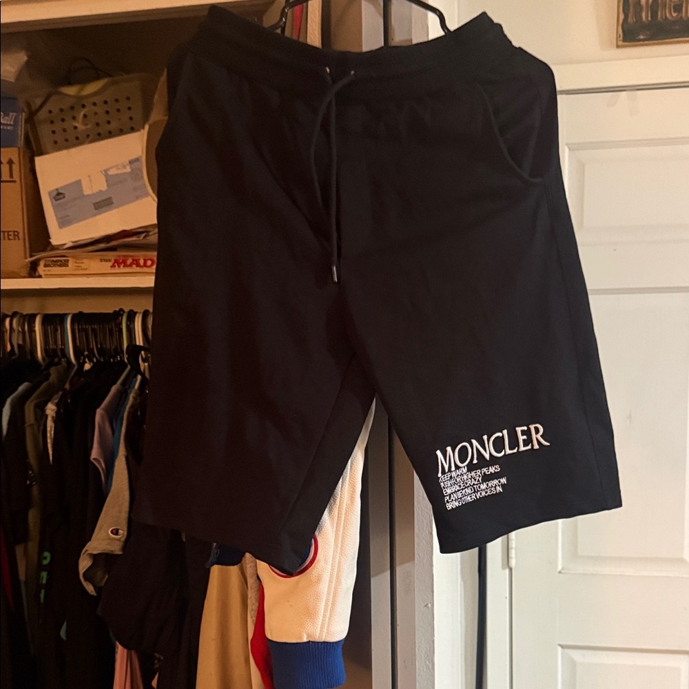 Moncler Black Logo Drawstring Athletic Shorts